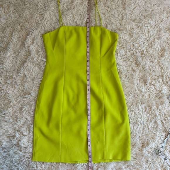 Alice+Olivia Fifi Fitted Mini Cami Dress Citron Lime 6 NWT Spaghetti Strap ALine - Picture 5 of 7